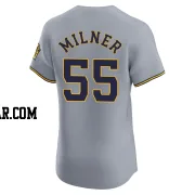 Hoby Milner Men's Milwaukee Brewers Gray Elite Road Jersey