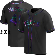 Hoby Milner Men's Texas Rangers Black Holographic Replica Alternate Jersey