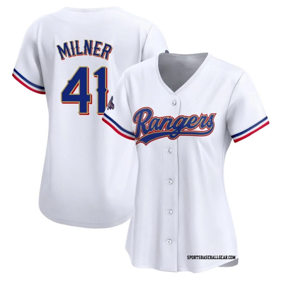 Hoby Milner Women's Texas Rangers Gold Limited White 2024 Collection Jersey