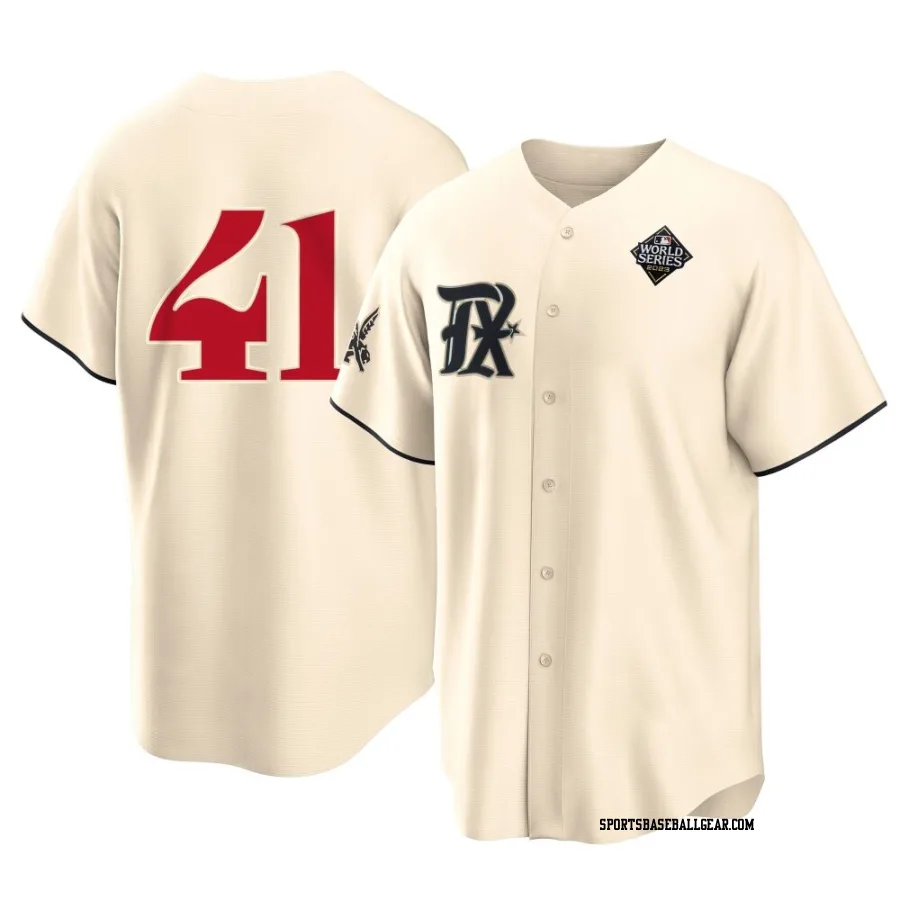 Hoby Milner Youth Texas Rangers Cream Replica 2023 City Connect 2023 World Series Jersey