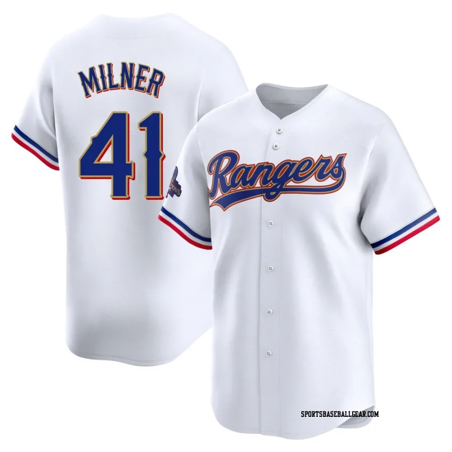 Hoby Milner Youth Texas Rangers Gold Limited White 2024 Collection Jersey
