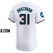 Huascar Brazoban Men's Miami Marlins White Elite Home Patch Jersey