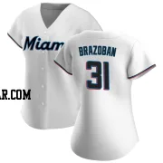 Huascar Brazoban Women's Miami Marlins White Replica Home Jersey