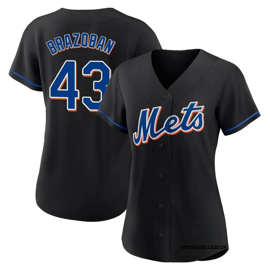 Huascar Brazoban Women's New York Mets Black Authentic 2022 Alternate Jersey