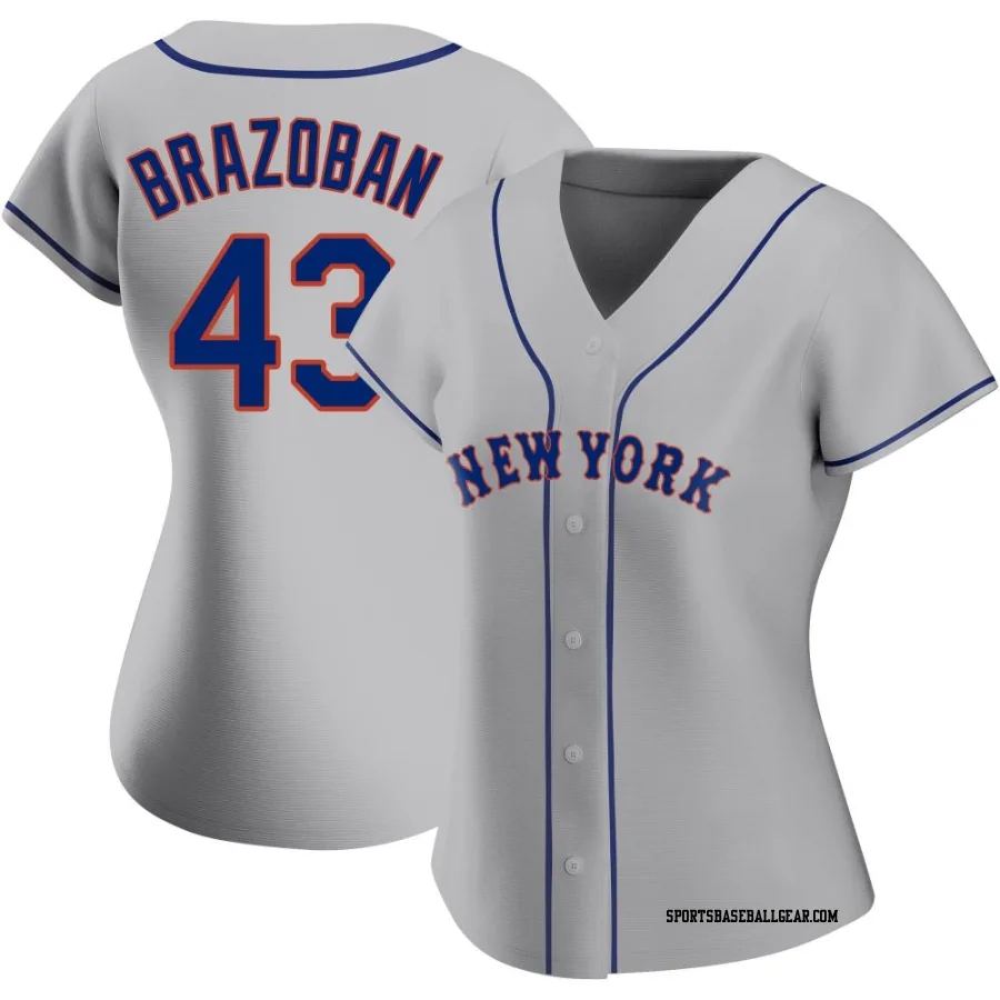 Huascar Brazoban Women's New York Mets Gray Authentic Road Jersey