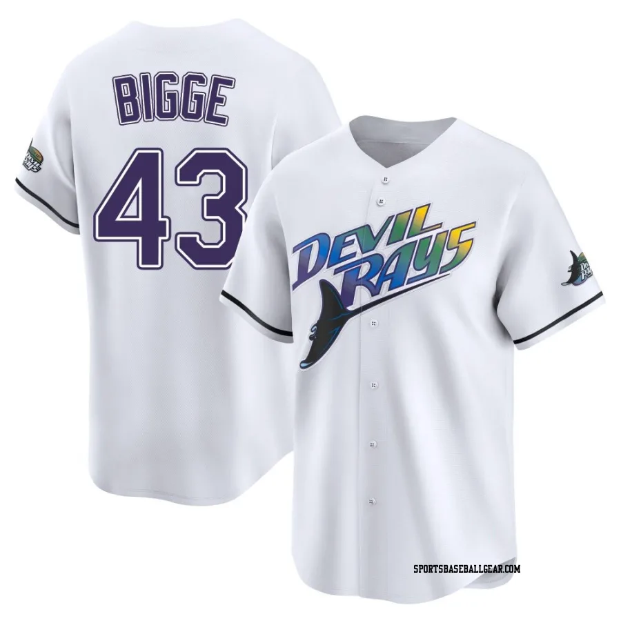 Hunter Bigge Youth Tampa Bay Rays White Limited Throwback Cooperstown Jersey