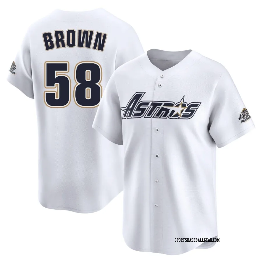 Hunter Brown Men's Houston Astros White Limited Throwback Cooperstown Collection Jersey