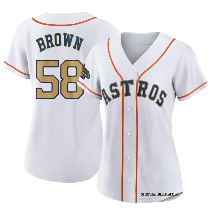 Hunter Brown Women's Houston Astros Gold Replica White 2023 Collection Jersey