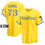 Hunter Dobbins Men's Boston Red Sox Gold/Light Replica Blue 2021 City Connect Player Jersey