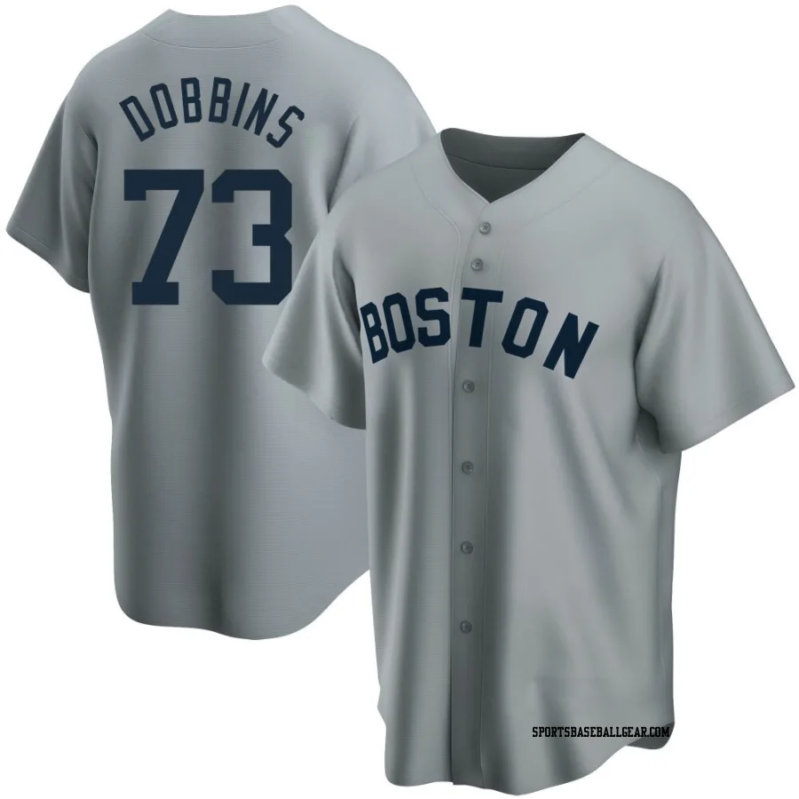 Hunter Dobbins Men's Boston Red Sox Gray Replica Road Cooperstown Collection Jersey