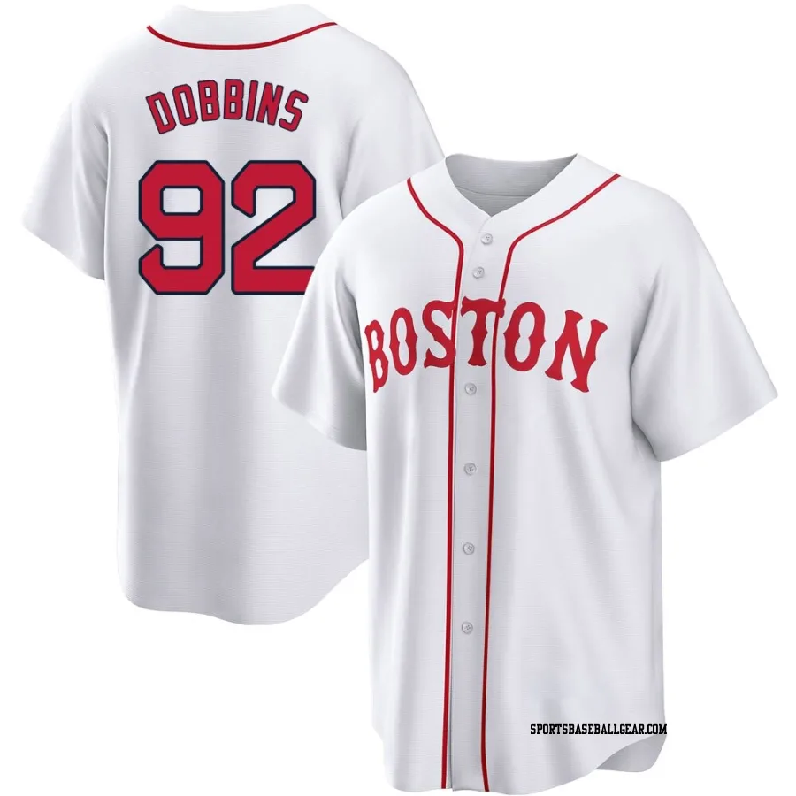 Hunter Dobbins Youth Boston Red Sox White Replica 2021 Patriots' Day Jersey
