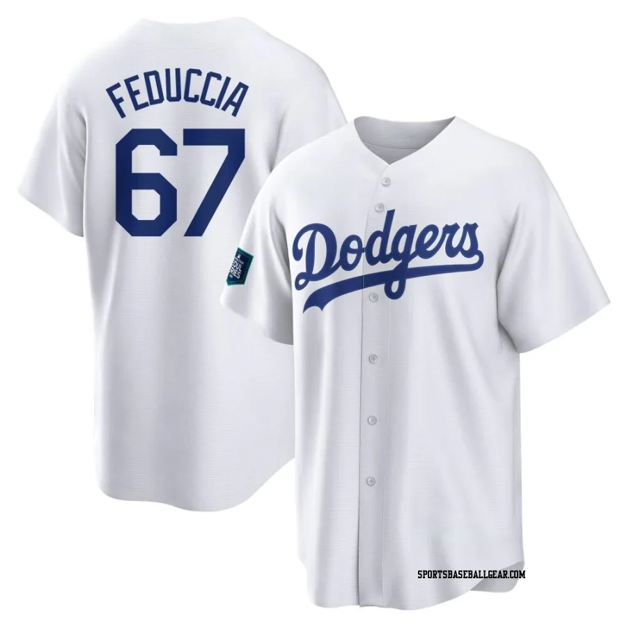 Hunter Feduccia Men's Los Angeles Dodgers White Replica 2024 World Tour Seoul Series Home Jersey