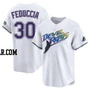 Hunter Feduccia Men's Tampa Bay Rays White Limited Throwback Cooperstown Jersey