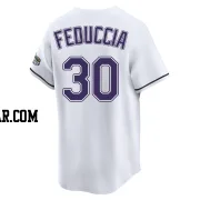 Hunter Feduccia Men's Tampa Bay Rays White Limited Throwback Cooperstown Jersey