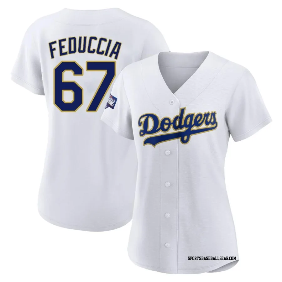 Hunter Feduccia Women's Los Angeles Dodgers White/Gold Authentic 2021 Gold Program Player Jersey