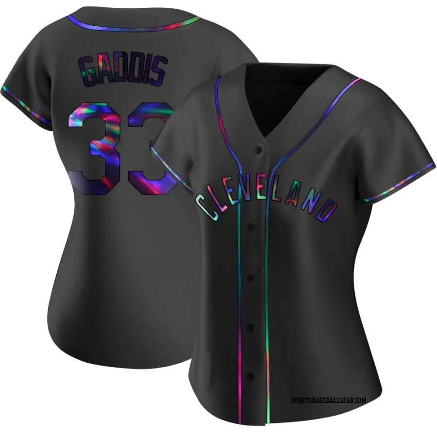 Hunter Gaddis Women's Cleveland Guardians Black Holographic Replica Alternate Jersey