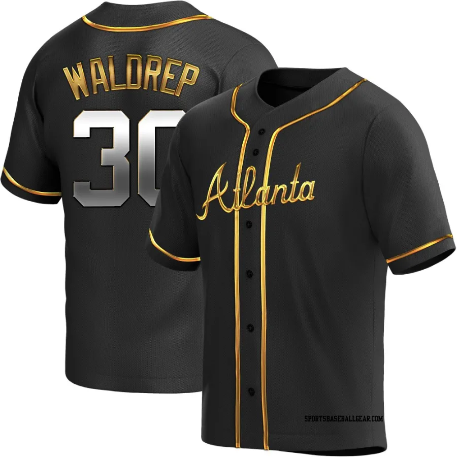 Hurston Waldrep Men's Atlanta Braves Black Golden Replica Alternate Jersey