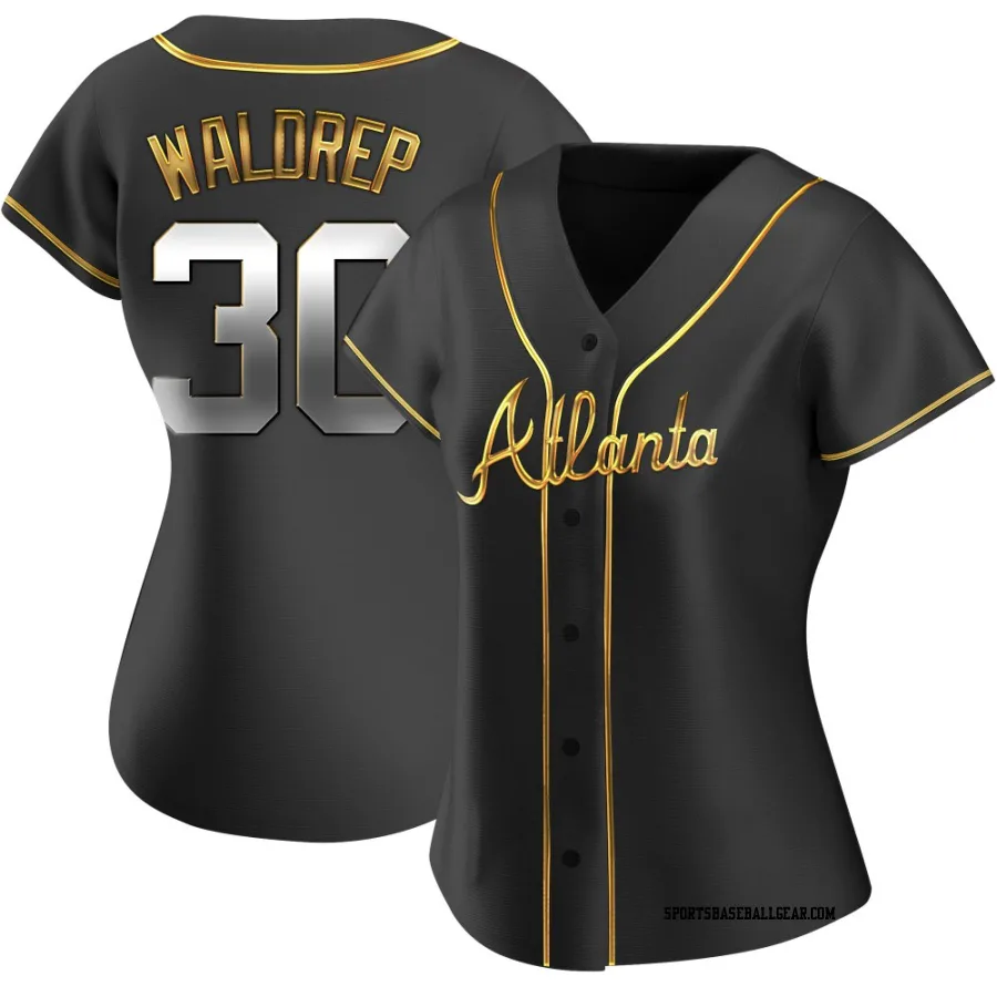 Hurston Waldrep Women's Atlanta Braves Black Golden Replica Alternate Jersey