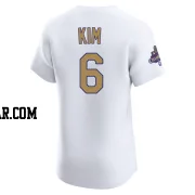 Hyeseong Kim Men's Los Angeles Dodgers Gold Elite White 2025 Collection Jersey