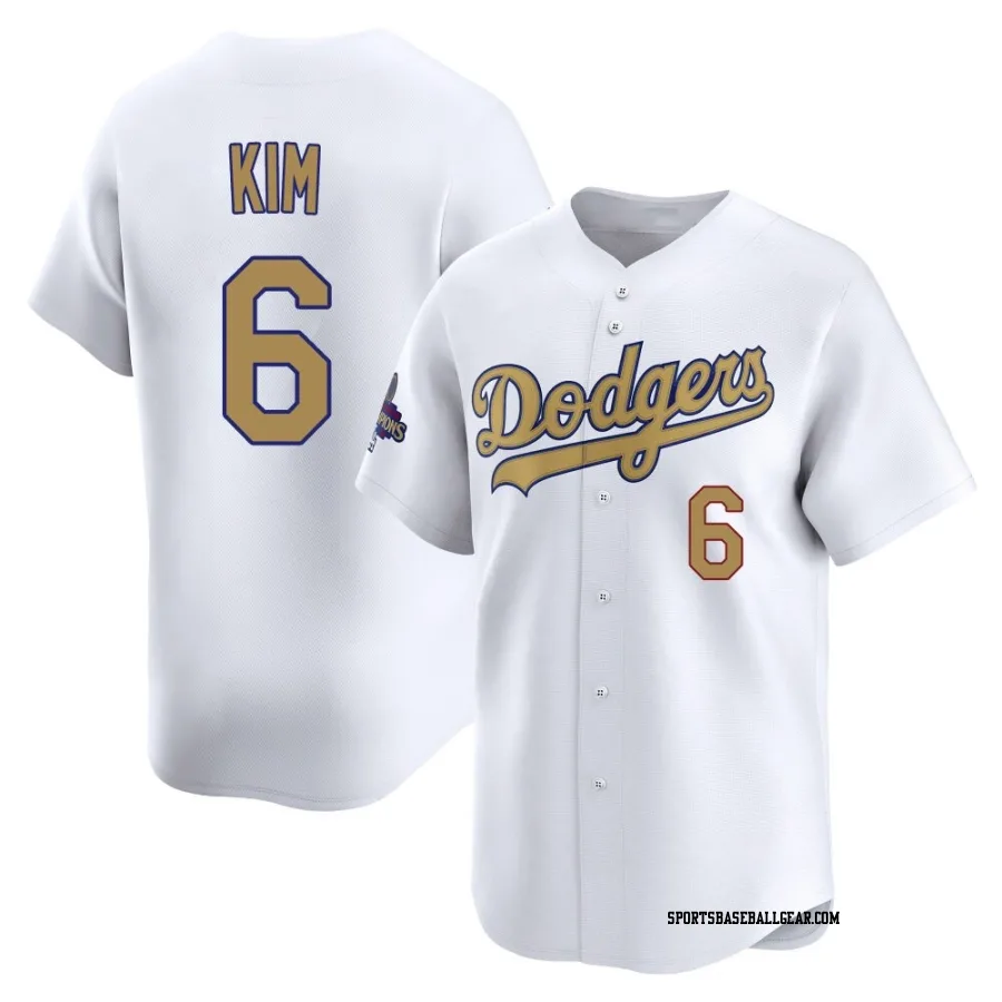 Hyeseong Kim Men's Los Angeles Dodgers Gold Limited White 2025 Collection Jersey