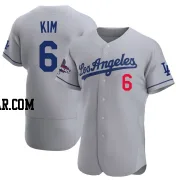 Hyeseong Kim Men's Los Angeles Dodgers Gray Authentic Away Official 2024 World Series Champions Jersey