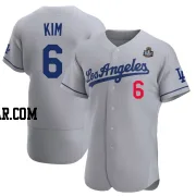 Hyeseong Kim Men's Los Angeles Dodgers Gray Authentic Away Official 2024 World Series Jersey