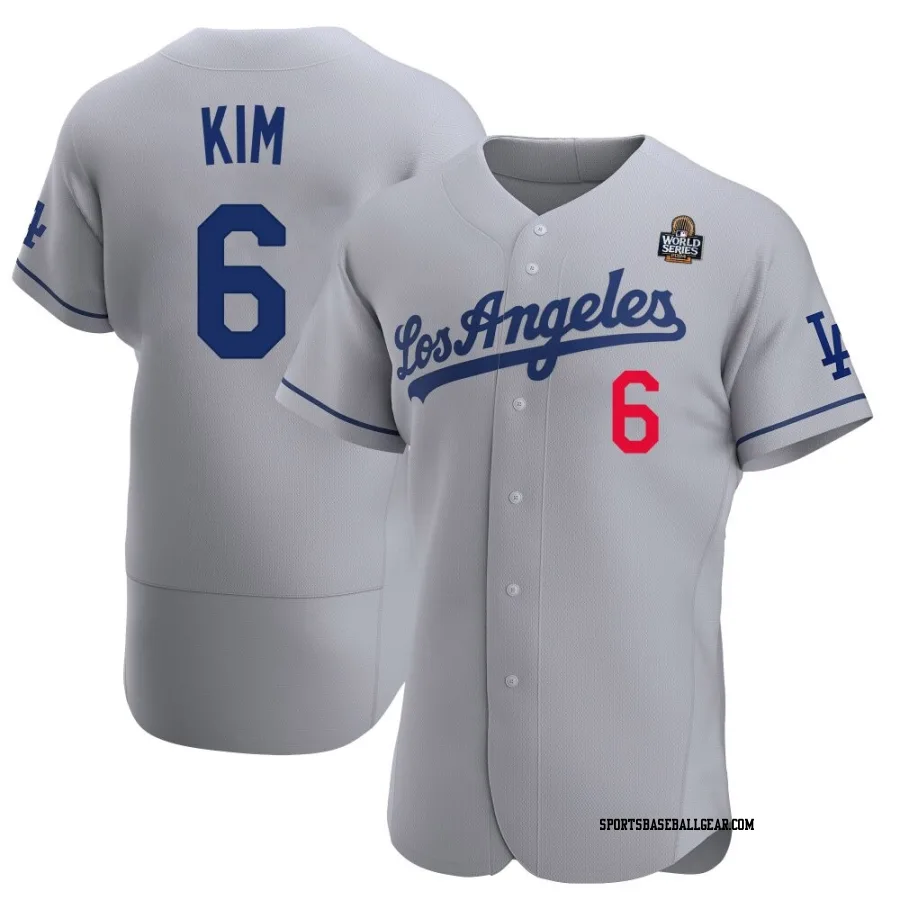 Hyeseong Kim Men's Los Angeles Dodgers Gray Authentic Away Official 2024 World Series Jersey
