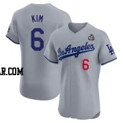 Hyeseong Kim Men's Los Angeles Dodgers Gray Elite Road 2024 World Series Jersey