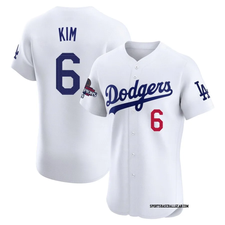 Hyeseong Kim Men's Los Angeles Dodgers White Elite Home World Series Champions Jersey