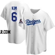 Hyeseong Kim Men's Los Angeles Dodgers White Replica Home 2024 World Series Champions Jersey