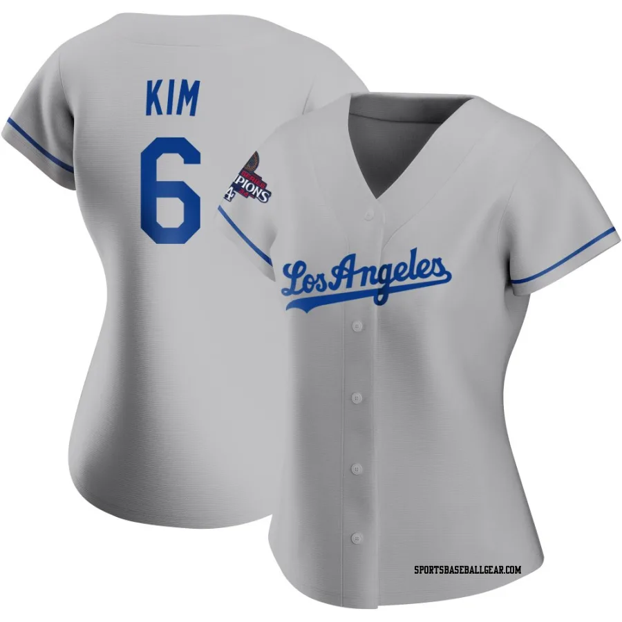 Hyeseong Kim Women's Los Angeles Dodgers Gray Replica Road 2024 World Series Champions Jersey