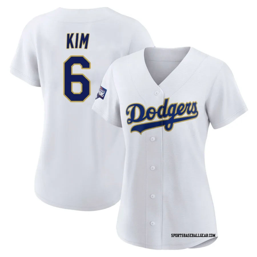 Hyeseong Kim Women's Los Angeles Dodgers White/Gold Authentic 2021 Gold Program Player Jersey
