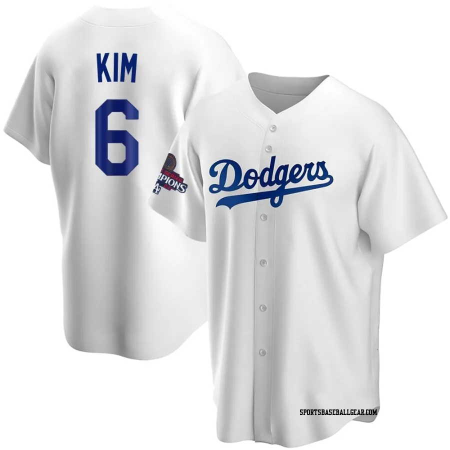 Hyeseong Kim Youth Los Angeles Dodgers White Replica Home 2024 World Series Champions Jersey