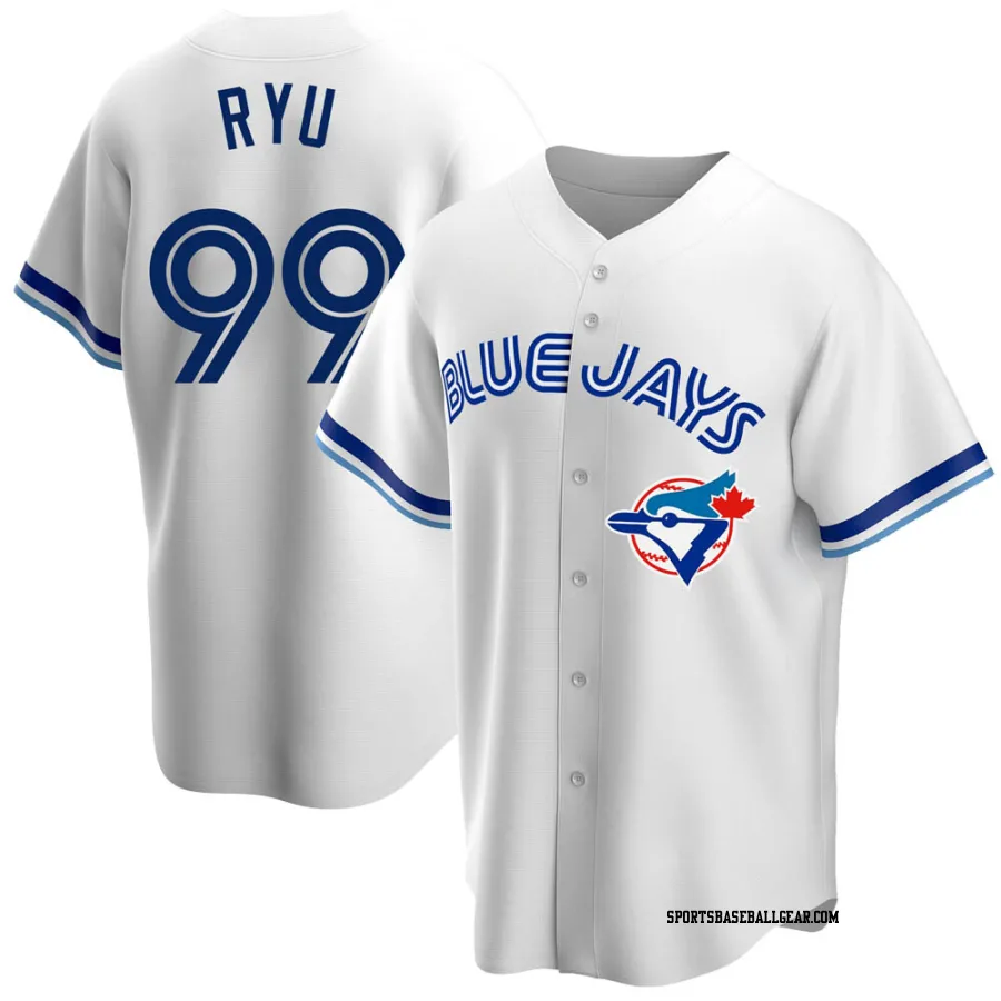 Hyun Jin Ryu Youth Toronto Blue Jays White Replica Home Cooperstown Collection Jersey