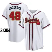 Ian Anderson Men's Atlanta Braves Gold Replica White 2022 Program Jersey
