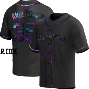 Ian Anderson Men's Los Angeles Angels Black Holographic Replica Alternate Jersey