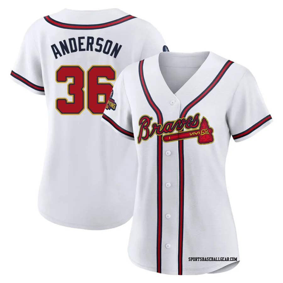 Ian Anderson Women's Atlanta Braves Gold Authentic White 2022 Program Jersey