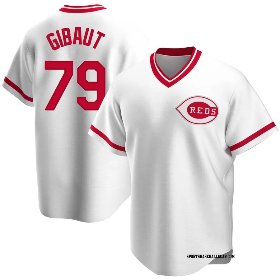 Ian Gibaut Men's Cincinnati Reds White Replica Home Cooperstown Collection Jersey