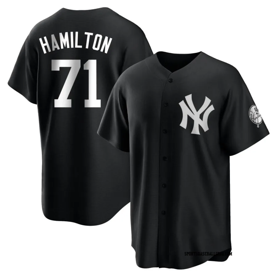 Ian Hamilton Men's New York Yankees Black/White Replica Jersey