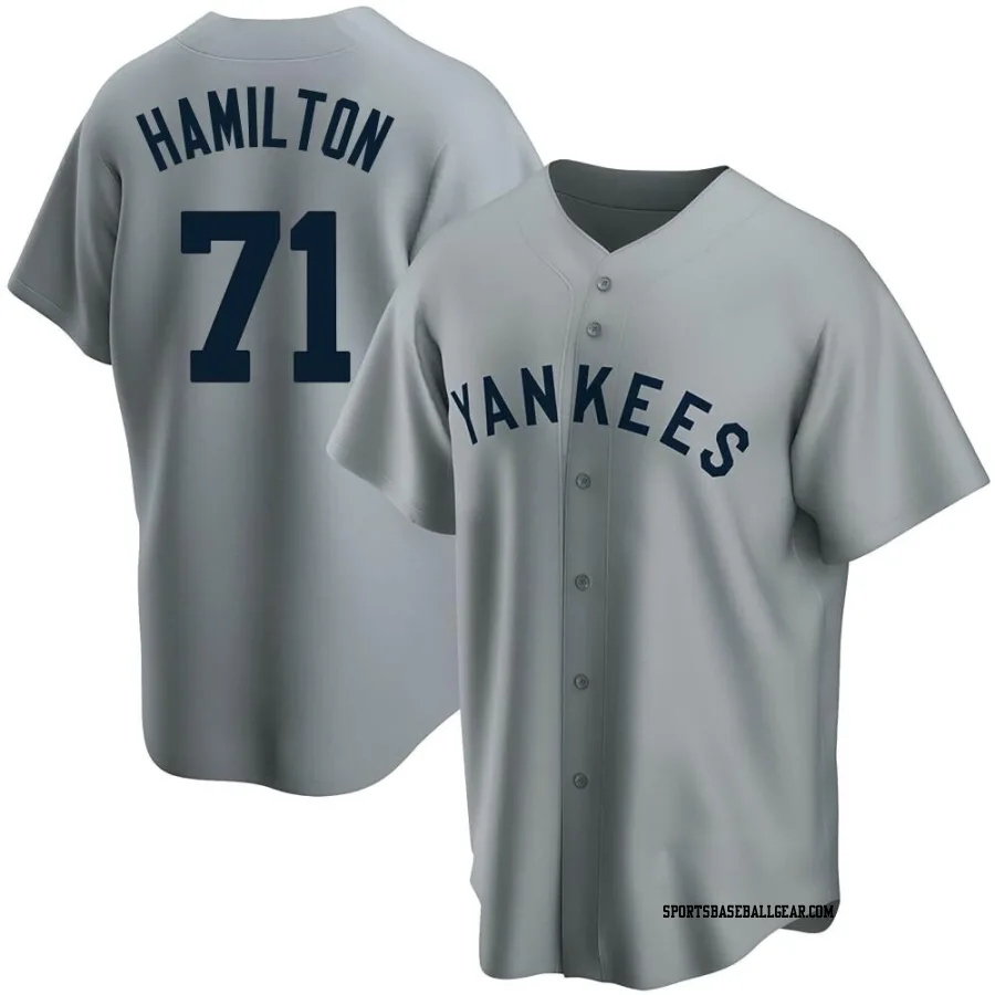 Ian Hamilton Men's New York Yankees Gray Replica Road Cooperstown Collection Jersey