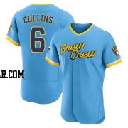 Isaac Collins Men's Milwaukee Brewers Blue Authentic Powder 2022 City Connect Jersey