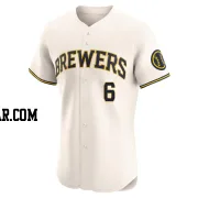 Isaac Collins Men's Milwaukee Brewers Cream Elite Home Jersey