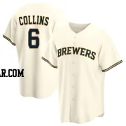 Isaac Collins Men's Milwaukee Brewers Cream Replica Home Jersey