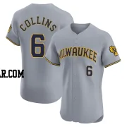 Isaac Collins Men's Milwaukee Brewers Gray Elite Road Jersey