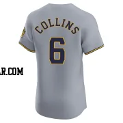 Isaac Collins Men's Milwaukee Brewers Gray Elite Road Jersey