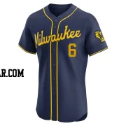 Isaac Collins Men's Milwaukee Brewers Navy Elite Alternate Jersey