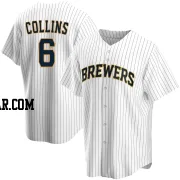 Isaac Collins Men's Milwaukee Brewers White Replica Home Jersey