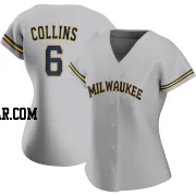 Isaac Collins Women's Milwaukee Brewers Gray Replica Road Jersey