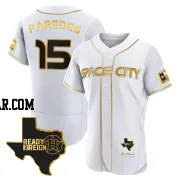 Isaac Paredes Men's Houston Astros White/Gold Authentic 2023 Space City Ready 2 Reign Flex Base Jersey