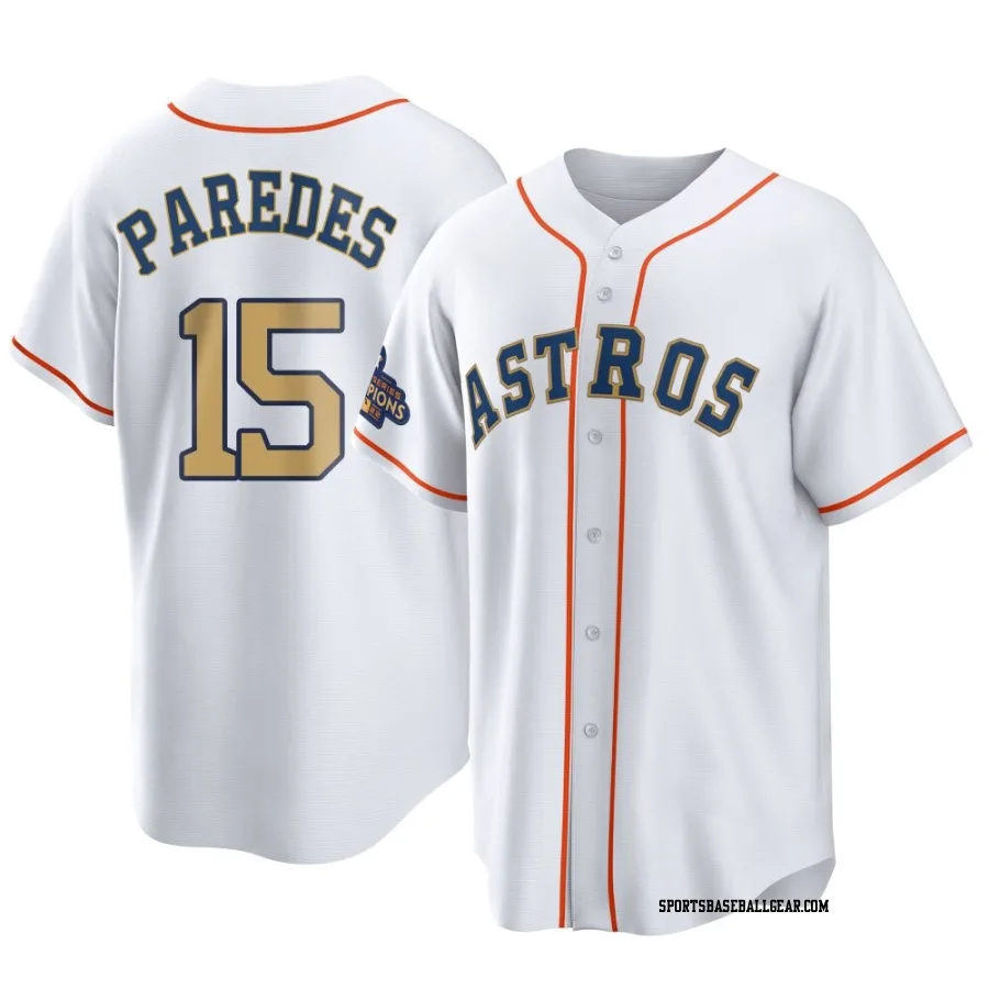 Isaac Paredes Youth Houston Astros Gold Replica White 2023 Collection Jersey